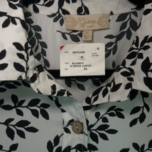 NWT - Floral Dress Black and White Indulge Ruffled Smocked Sundress XL With Belt - Picture 3 of 5